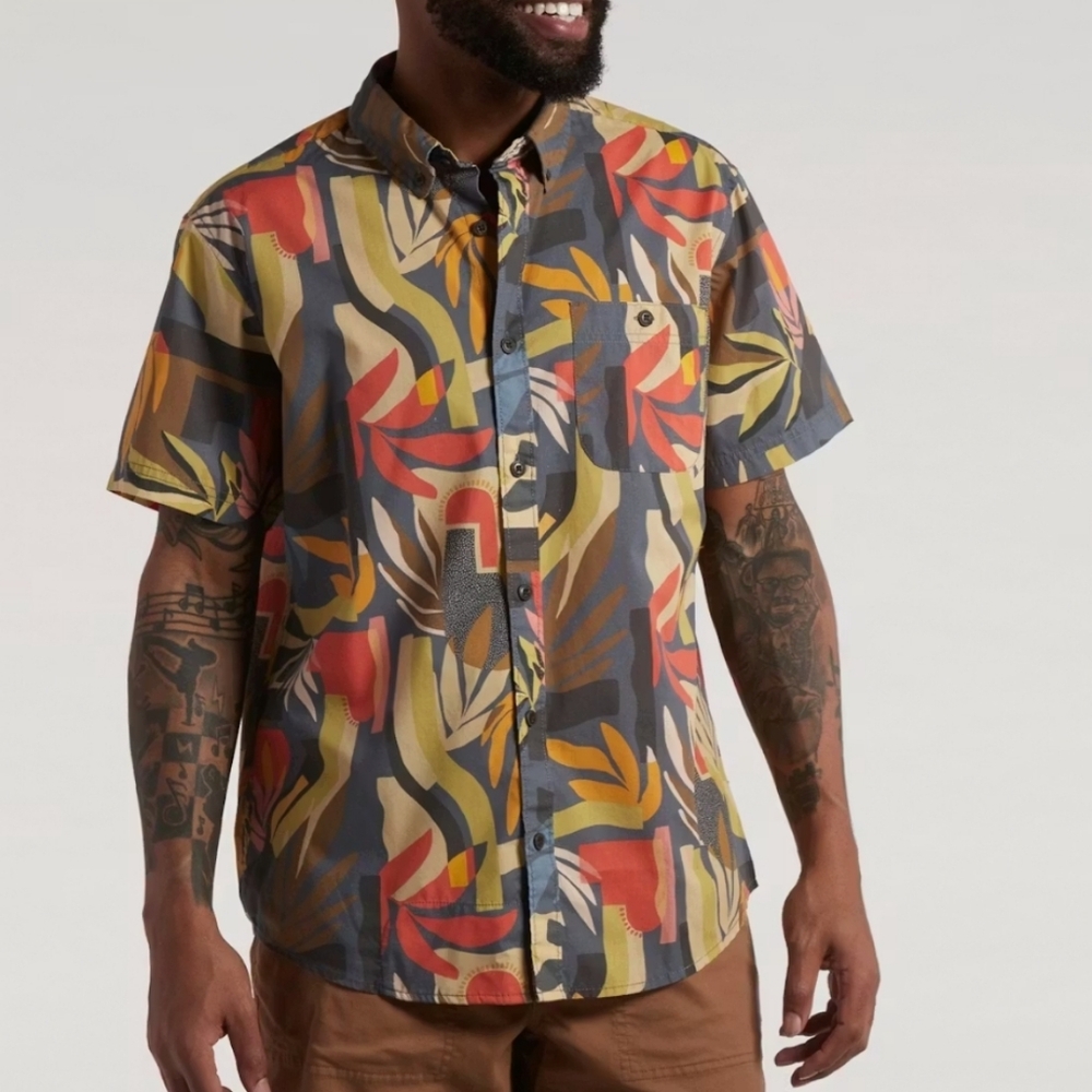 Howler Brothers Mansfield Shirt Absract Savannah Petrol L - Picture 15 of 15
